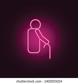 Man walking with cane neon icon. Elements of Medecine set. Simple icon for websites, web design, mobile app, info graphics