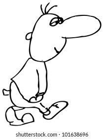 man walking caricature