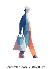 man walking Carrying shopping bags isolated