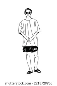 man walking casual style street wear man hand drawn art illustration