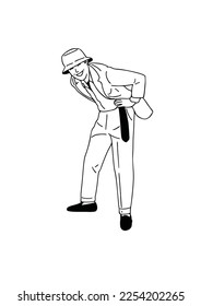 man walking casual style street wear man hand drawn art illustration