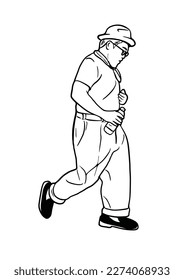 man walking casual style street wear man hand drawn art illustration