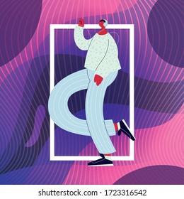 man walking and dancing with style vector illustration design
