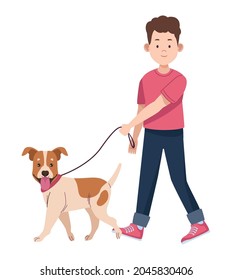 man walking with dog characters