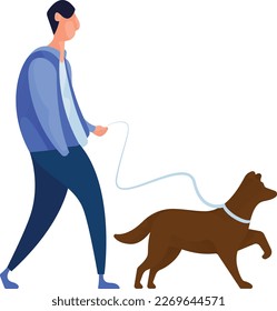 Man Walking Dog Curvy 1 UI Banner Illustration Vector EPS