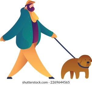 Buceador masculino circular de perro 2 UI banner EPS vectores de ilustración