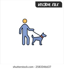 Man Walking a Dog Icon