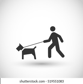 Man Walking With A Dog Icon Vector