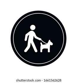 Man Walking Dog Line Icon, Outline Sign, Linear Symbol, Vector, Flat Illustration