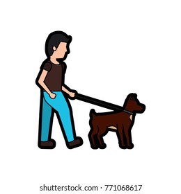 man walking dog pet icon image 