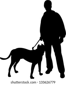 man walking with a dog silhouette vector