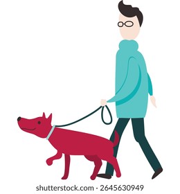 Homem passeando cão vetor animal de estimação amante ícone isolado