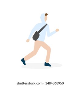 Man is walking. Flat cartoon character isolated on white background