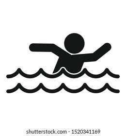 Man walking flood icon. Simple illustration of man walking flood vector icon for web design isolated on white background