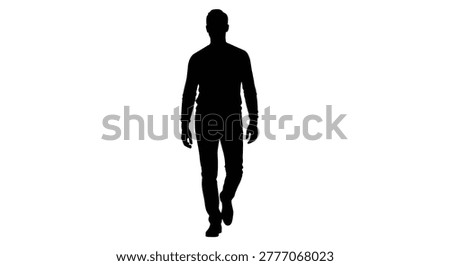 Man walking forward in casual clothing full body silhouette