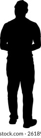 Man walking forward isolated silhouette front view.