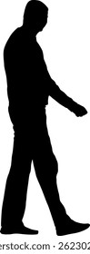 Man walking forward isolated silhouette front view.