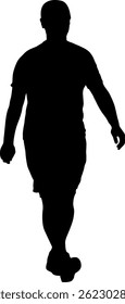 Man walking forward isolated silhouette front view.