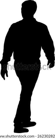 Man walking forward isolated silhouette front view.
