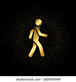 Man, walking gold, icon. Vector illustration of golden particle