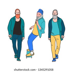 man is walking. hand drawn style vector design illustrations