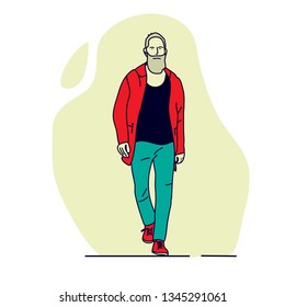 man is walking. hand drawn style vector design illustrations
