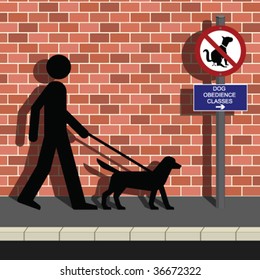 Man walking his dog to obedience class