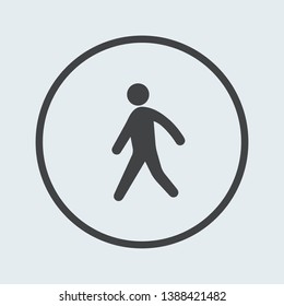 Man walking icon silver in circle . Vector illustration