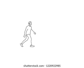 Man walking isolated line drawing, vector illustration design. Urban life collection.