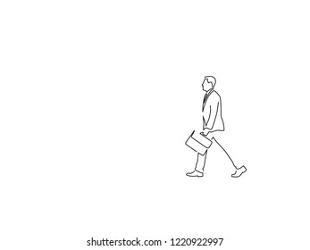 Man walking isolated line drawing, vector illustration design. Urban life collection.