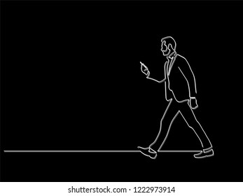 Man walking isolated line drawing, vector illustration design. Urban life collection.