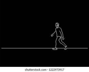 Man walking isolated line drawing, vector illustration design. Urban life collection.