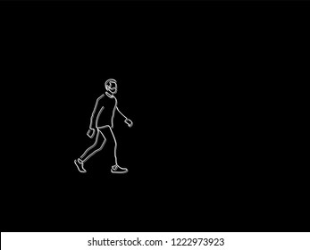 Man walking isolated line drawing, vector illustration design. Urban life collection.