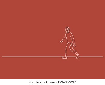 Man walking isolated line drawing, vector illustration design. Urban life collection.
