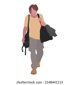 Man walking isolated in white back ground , Vector