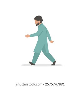 man walking in kameez shalwar vector illustration