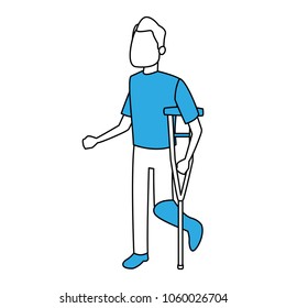 Man walking with leg cast
