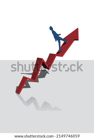 Man walking up line graph arrow vector illustration