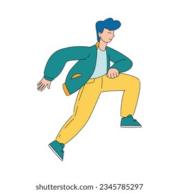 Man Walking Looking Far at Something Interesting Vector Illustration