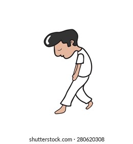 Man walking meditation cartoon vector