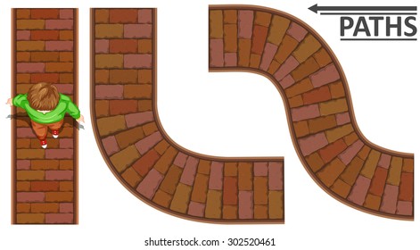 Man Walking On Brick Path Illustration