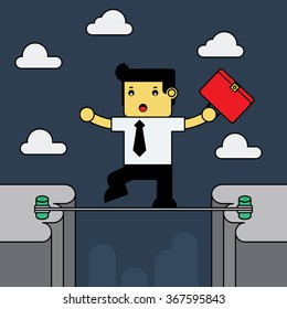 Man walking on rope.