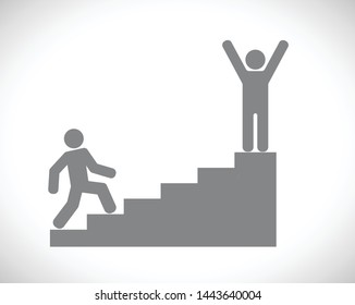 man walking on stairs to leadership - concept icon