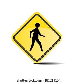 Pedestrian Crossing Warning Road Sign Vector Stock Vector (Royalty Free ...