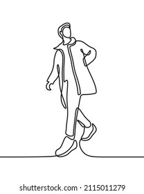 man walking online continuous drawing single line art

