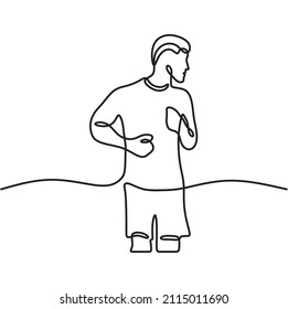 man walking online continuous drawing single line art

