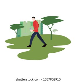 man walking in the park