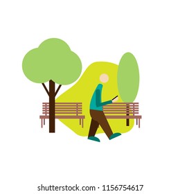 man walking in park vector illustration for web