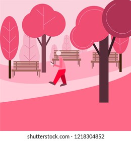 man walking in park vector illustration for web	
