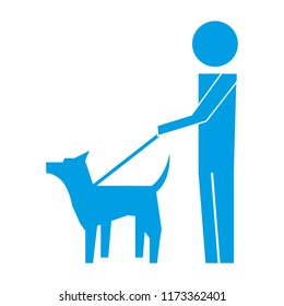 man walking with pet dog pictogram image